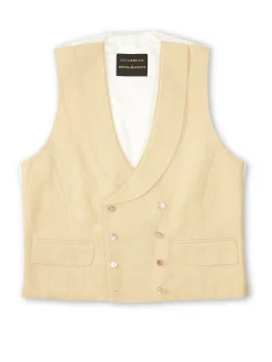 Favourbrook Sand Randwick Double Breasted 8 Button Shawl Lapel Piped Waistcoat- Wedding Attire | Waistcoats