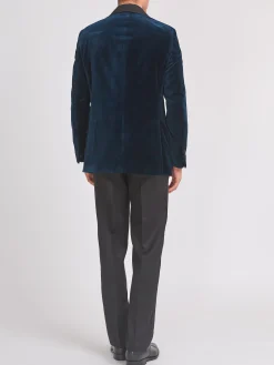 Favourbrook Sapphire Blue Velvet Shawl Lapel Dinner Jacket- Occasionwear | Velvet Jackets