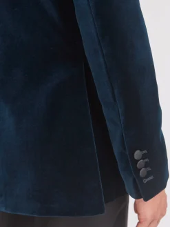 Favourbrook Sapphire Blue Velvet Shawl Lapel Dinner Jacket- Occasionwear | Velvet Jackets