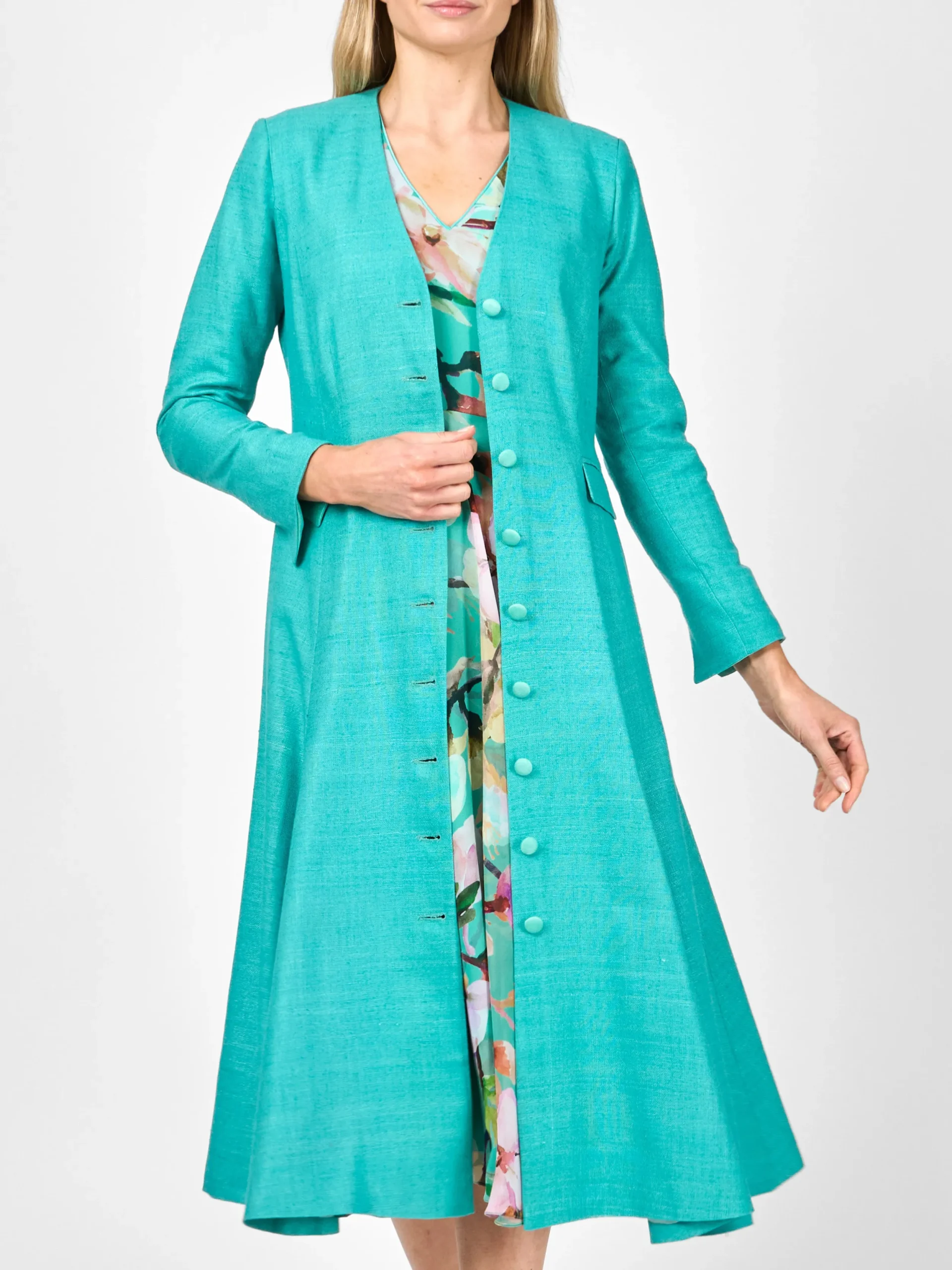 Favourbrook Savoy Coat Jade Katmandu Silk Tasar-Women Raceday | Mother Of The Bride