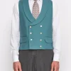 Favourbrook Sea Green Wool Double Breasted 8 Button Shawl Lapel Waistcoat- Waistcoats | Shawl Lapel Waistcoats