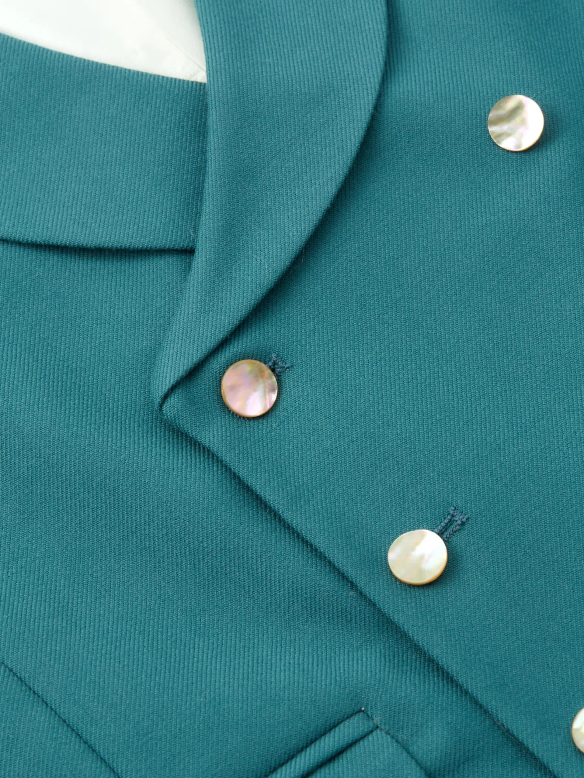 Favourbrook Sea Green Wool Double Breasted 8 Button Shawl Lapel Waistcoat- Waistcoats | Shawl Lapel Waistcoats