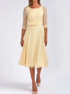 Favourbrook Serena Circle Dress Buttermilk Plain Silk Georgette-Women Mother Of The Bride | Dresses