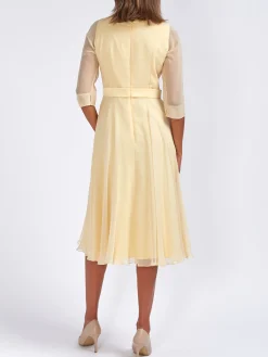 Favourbrook Serena Circle Dress Buttermilk Plain Silk Georgette-Women Mother Of The Bride | Dresses