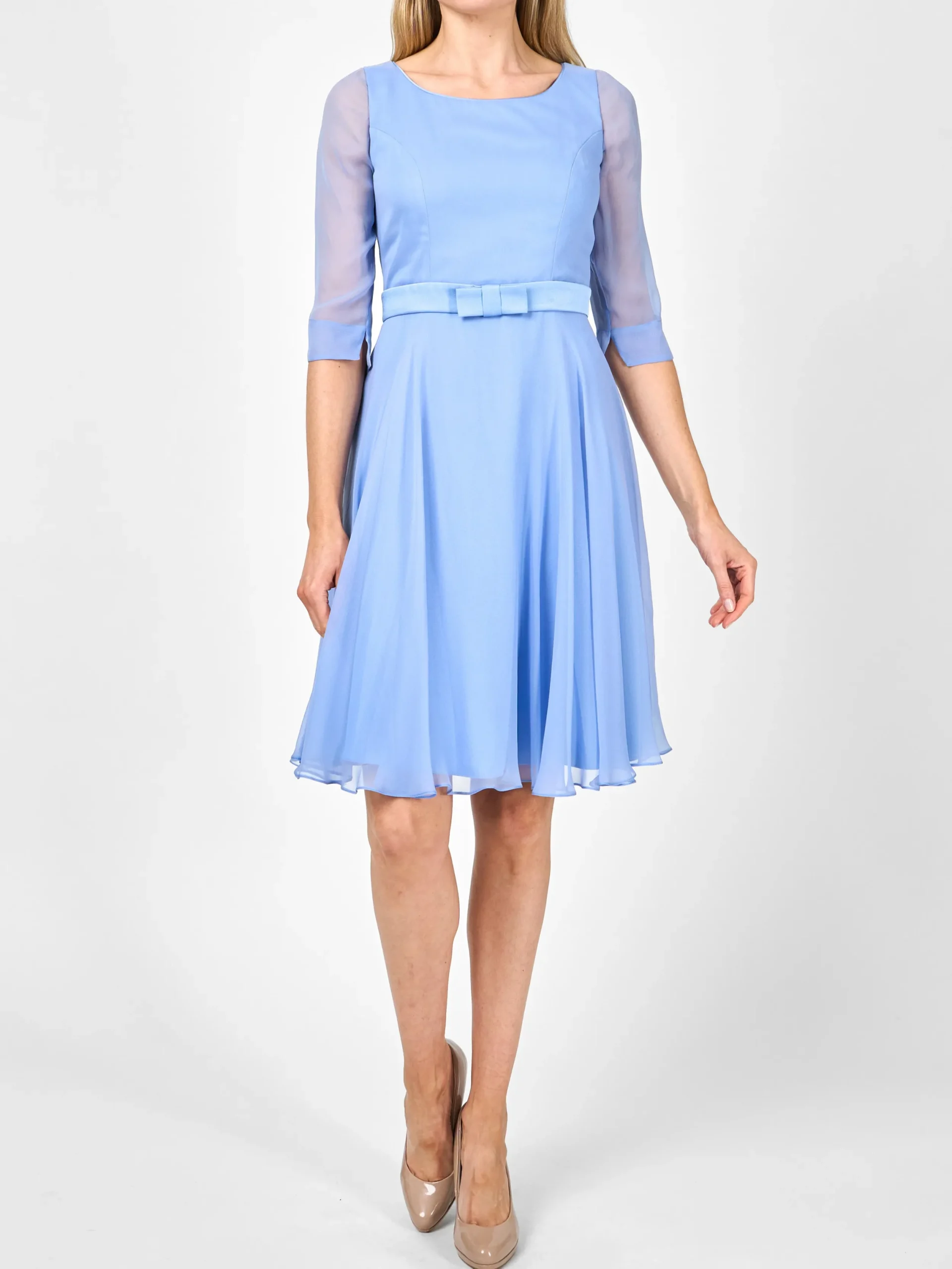 Favourbrook Serena Circle Dress Classic Cornflower Blue Silk Georgette-Women Mother Of The Bride | Dresses