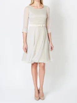Favourbrook Serena Circle Dress Grey Glacier Plain Silk Georgette-Women Mother Of The Bride | Dresses