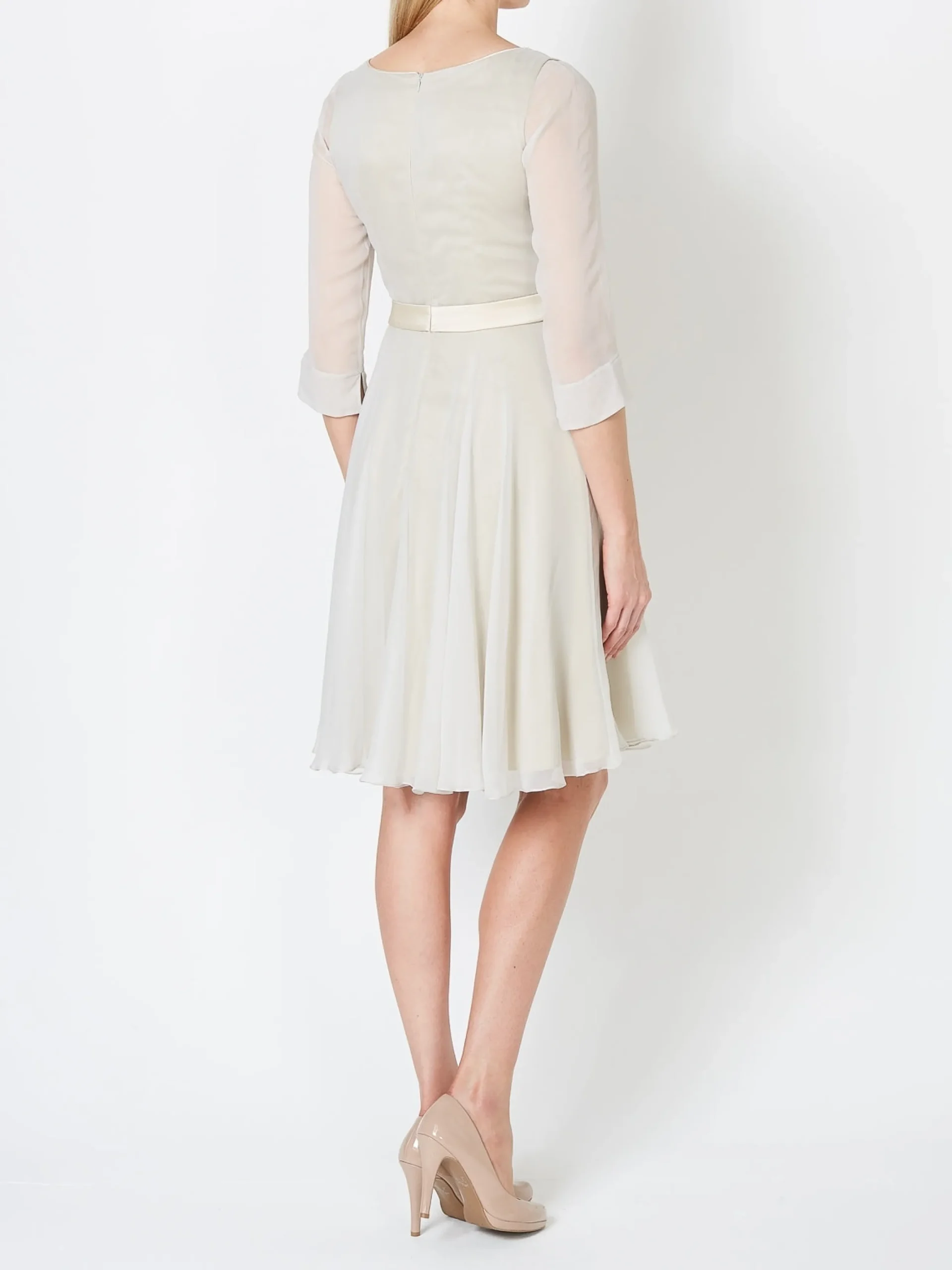 Favourbrook Serena Circle Dress Grey Glacier Plain Silk Georgette-Women Mother Of The Bride | Dresses