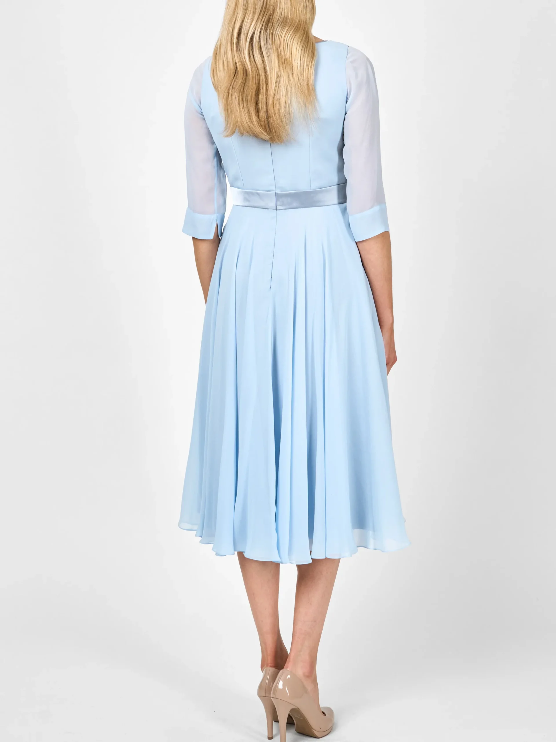 Favourbrook Serena Circle Dress Longer Pale Blue Silk Georgette-Women Mother Of The Bride | Dresses