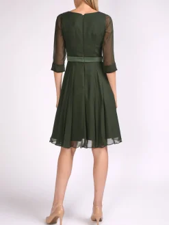 Favourbrook Serena Circle Dress Moss Plain Georgette-Women Eveningwear | Eveningwear