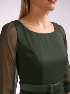 Favourbrook Serena Circle Dress Moss Plain Georgette-Women Eveningwear | Eveningwear