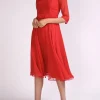 Favourbrook Serena Longer Circle Dress Ruby Plain Georgette-Women Raceday | Mother Of The Bride