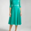 Favourbrook Serena Longer Circle Dress Aqua Green Plain Silk Georgette-Women Raceday | Mother Of The Bride