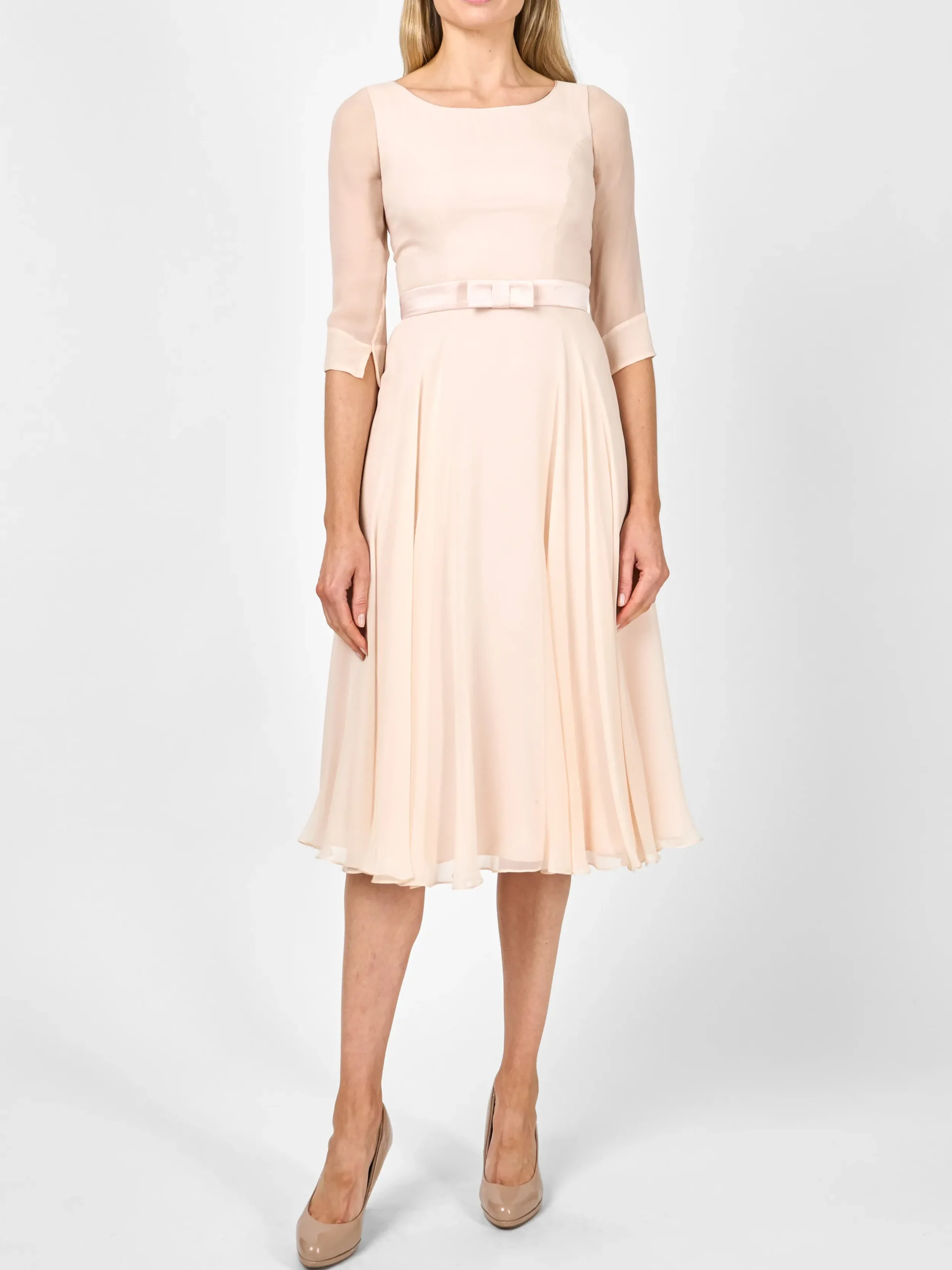 Favourbrook Serena Longer Circle Dress Blush Plain Georgette-Women Mother Of The Bride | Dresses