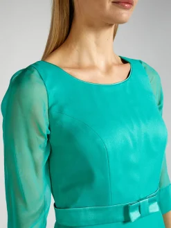 Favourbrook Serena Longer Circle Dress Aqua Green Plain Silk Georgette-Women Raceday | Mother Of The Bride