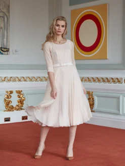 Favourbrook Serena Longer Circle Dress Blush Plain Georgette-Women Mother Of The Bride | Dresses