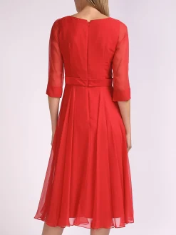 Favourbrook Serena Longer Circle Dress Ruby Plain Georgette-Women Raceday | Mother Of The Bride
