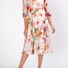 Favourbrook Serena V- Neck Longer Circle Dress Rosa Silk Devore Chiffon-Women Dresses