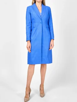 Favourbrook Shawl Collar Eton Coat Cobalt Katmandu Silk Tasar-Women Jackets & Coats