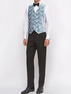 Favourbrook Silver Anais Velvet Single Breasted 6 Button Waistcoat- Waistcoats | Single Breasted Waistcoats