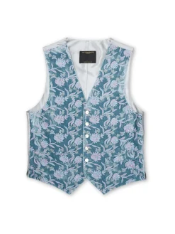 Favourbrook Silver Anais Velvet Single Breasted 6 Button Waistcoat- Waistcoats | Single Breasted Waistcoats