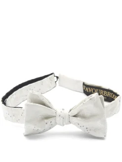 Favourbrook Silver Chinois Silk Bow Tie- Bow Ties
