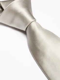 Favourbrook Silver Grey Duchesse Satin Silk Tie- Ties