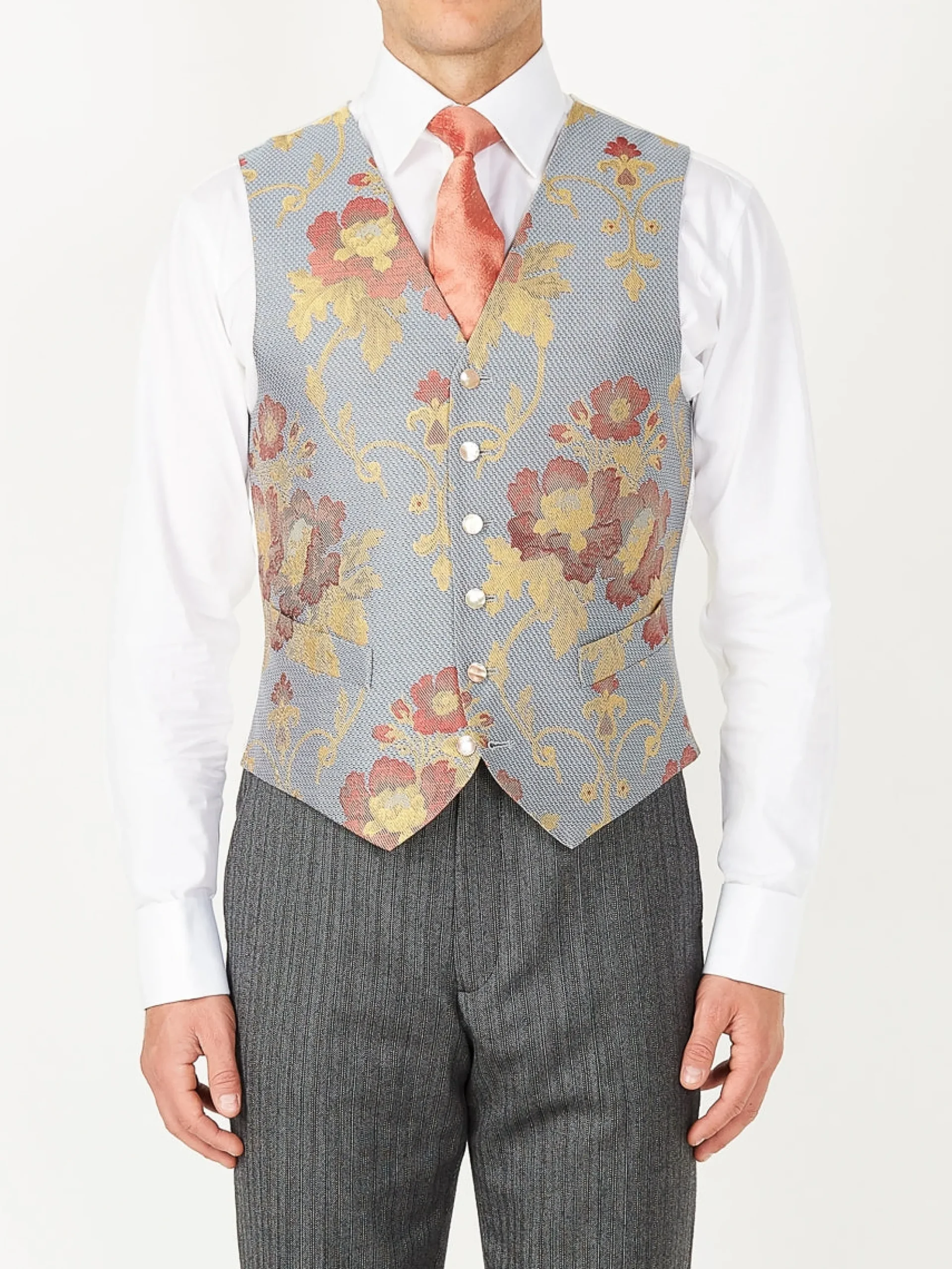 Favourbrook Sky Belvoir Cotton Single Breasted 6 Button Waistcoat- Groomswear | Waistcoats