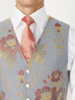 Favourbrook Sky Belvoir Cotton Single Breasted 6 Button Waistcoat- Groomswear | Waistcoats