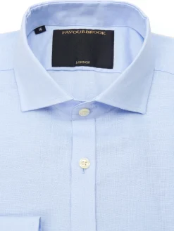 Favourbrook Sky Blue Bridford Linen Cutaway Collar Shirt- Shirts