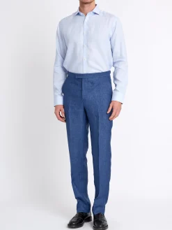 Favourbrook Sky Blue Bridford Linen Cutaway Collar Shirt- Shirts