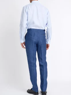 Favourbrook Sky Blue Bridford Linen Cutaway Collar Shirt- Shirts