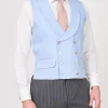 Favourbrook Sky Blue Evering Linen Double Breasted 8 Button Shawl Lapel Piped Waistcoat- Waistcoats | Royal Ascot Waistcoats