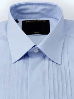 Favourbrook Sky Blue Poplin Pintuck Dress Shirt- Shirts