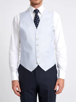 Favourbrook Sky Blue Randwick Single Breasted 6 Button Piped Waistcoat- Waistcoats | Single Breasted Waistcoats