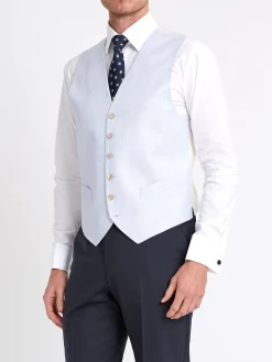 Favourbrook Sky Blue Randwick Single Breasted 6 Button Piped Waistcoat- Waistcoats | Single Breasted Waistcoats