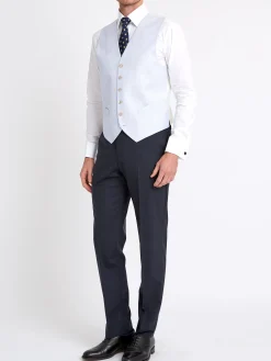 Favourbrook Sky Blue Randwick Single Breasted 6 Button Piped Waistcoat- Waistcoats | Single Breasted Waistcoats