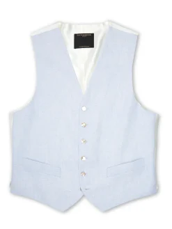 Favourbrook Sky Blue Randwick Single Breasted 6 Button Piped Waistcoat- Waistcoats | Single Breasted Waistcoats