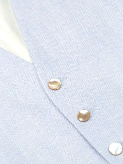 Favourbrook Sky Blue Randwick Single Breasted 6 Button Piped Waistcoat- Waistcoats | Single Breasted Waistcoats