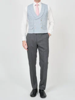 Favourbrook Sky Blue Wetherby Double Breasted 8 Button Shawl Lapel Waistcoat- Waistcoats | Shawl Lapel Waistcoats