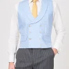 Favourbrook Sky Blue Wolferton Double Breasted 8 Button Shawl Lapel Waistcoat- Royal Ascot | Waistcoats