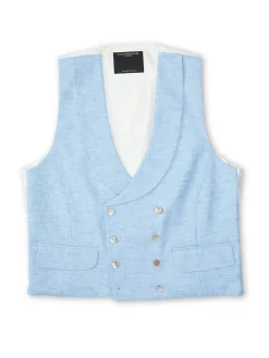 Favourbrook Sky Blue Wolferton Double Breasted 8 Button Shawl Lapel Waistcoat- Royal Ascot | Waistcoats