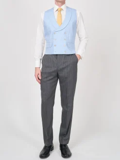 Favourbrook Sky Blue Wolferton Double Breasted 8 Button Shawl Lapel Waistcoat- Royal Ascot | Waistcoats