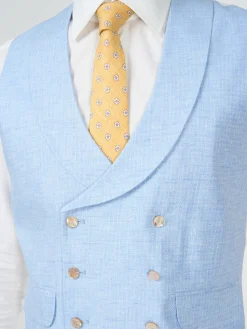 Favourbrook Sky Blue Wolferton Double Breasted 8 Button Shawl Lapel Waistcoat- Royal Ascot | Waistcoats