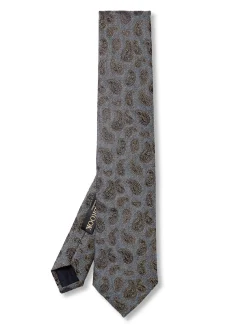 Favourbrook Slate Grey Durlston Paisley Silk/Wool Tie- Ties
