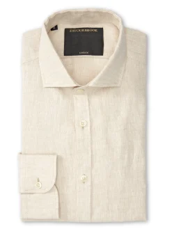 Favourbrook Stone Bridford Linen Cutaway Collar Shirt- Shirts