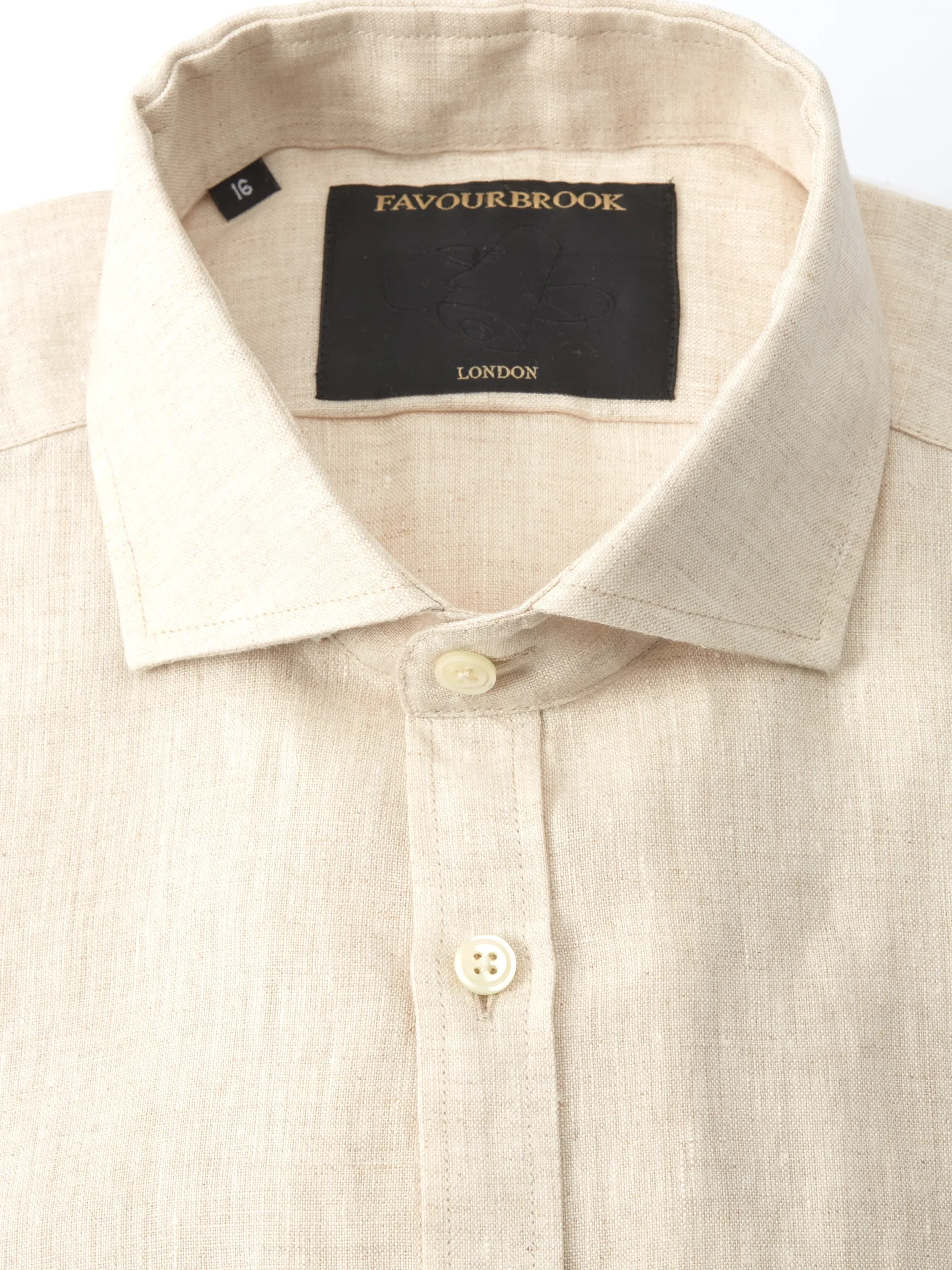 Favourbrook Stone Bridford Linen Cutaway Collar Shirt- Shirts