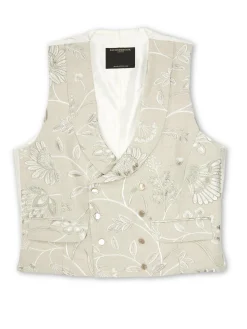 Favourbrook Stone Netherbury Double Breasted 8 Button Shawl Lapel Waistcoat- Waistcoats | Shawl Lapel Waistcoats
