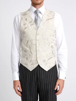 Favourbrook Stone Netherbury Single Breasted 6 Button Waistcoat- Waistcoats | Single Breasted Waistcoats