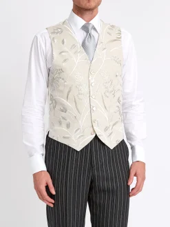 Favourbrook Stone Netherbury Single Breasted 6 Button Waistcoat- Waistcoats | Single Breasted Waistcoats