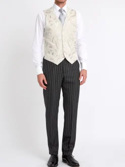 Favourbrook Stone Netherbury Single Breasted 6 Button Waistcoat- Waistcoats | Single Breasted Waistcoats